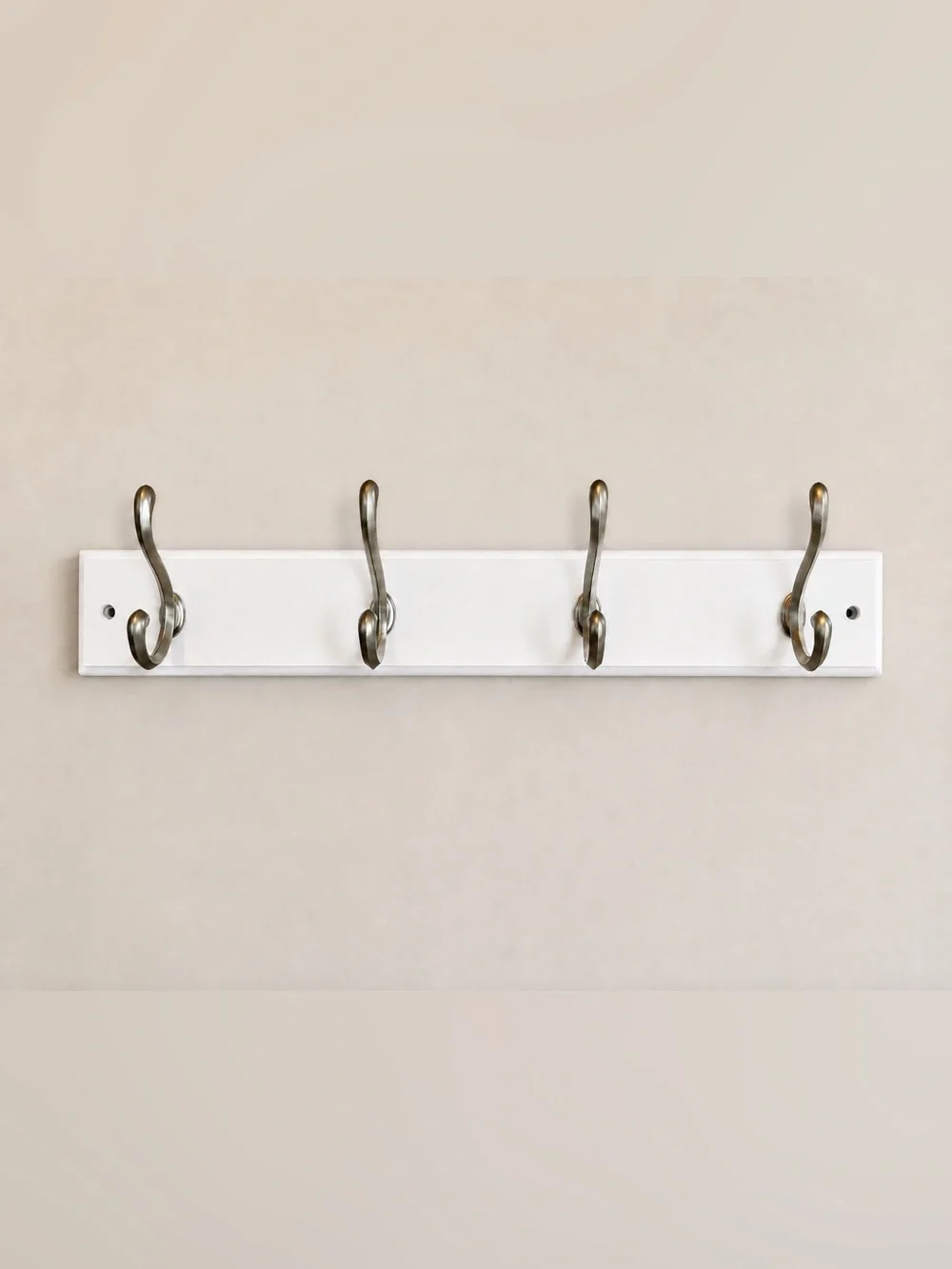 Wall-Mounted Double Hook Rack in White